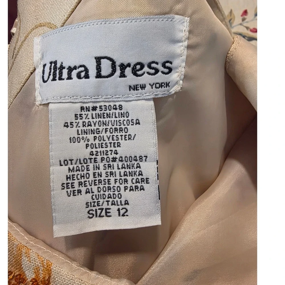 Ultra Dress New York Floral Butterfly Sheath Women Size 12‎ Beige Wedding guest - Picture 8 of 9
